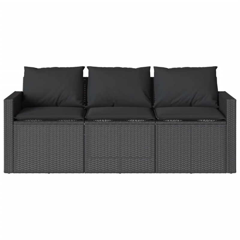 Afuera Living PE Rattan 3-Seater Removable Covers Outdoor Sofa in Black