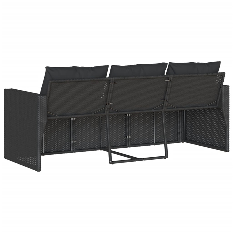 Afuera Living PE Rattan 3-Seater Removable Covers Outdoor Sofa in Black