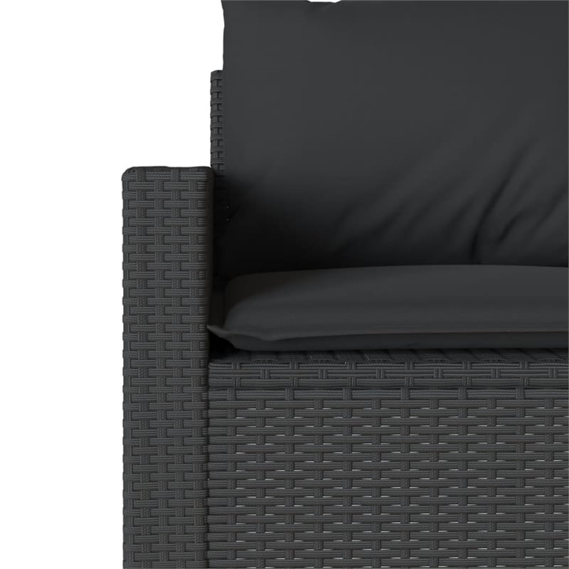 Afuera Living PE Rattan 3-Seater Removable Covers Outdoor Sofa in Black