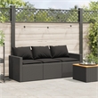 Afuera Living PE Rattan 3-Seater Removable Covers Outdoor Sofa in Black