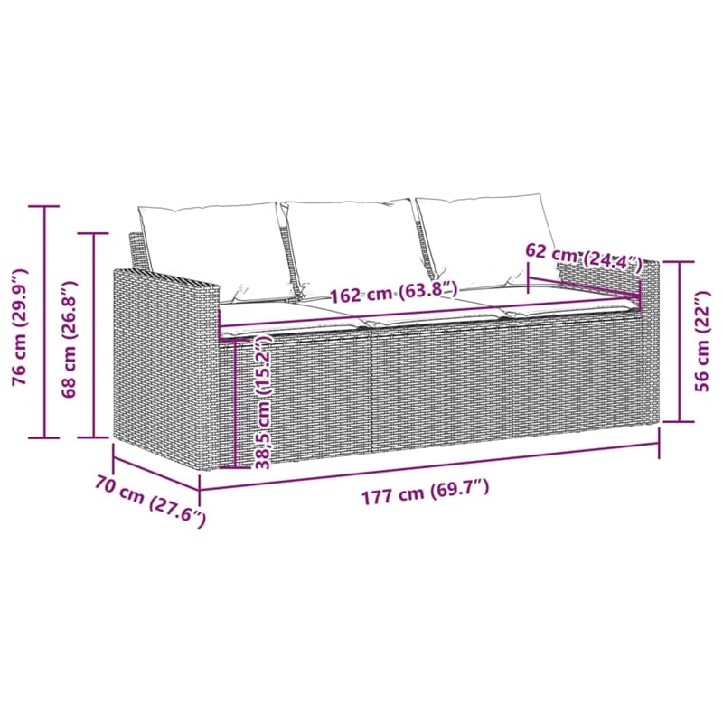 Afuera Living Contemporary Synthetic Poly Rattan Garden Sofa Beige & Cream