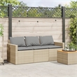 Afuera Living 3-Seater Poly Rattan And Powder-Coated Steel Garden Sofa in Beige