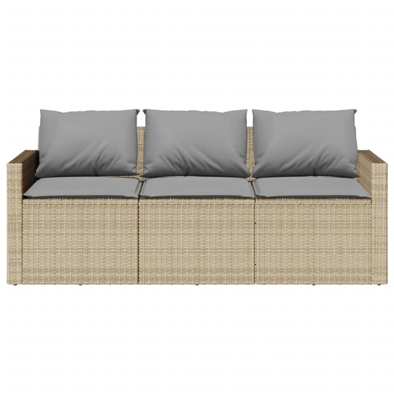 Afuera Living 3-Seater Poly Rattan And Powder-Coated Steel Garden Sofa in Beige