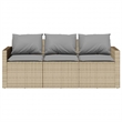 Afuera Living 3-Seater Poly Rattan And Powder-Coated Steel Garden Sofa in Beige
