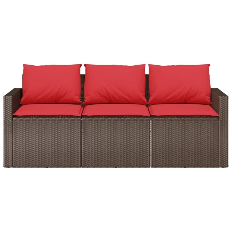 Afuera Living 3-Seater PE Rattan Garden Sofa With Removable Covers in Brown
