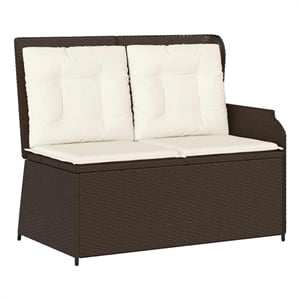 Afuera Living Standard PE Rattan Reclining Patio Bench in Brown