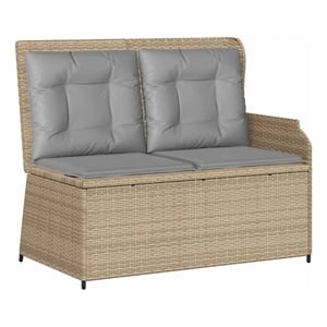 Afuera Living Standard Rattan & Steel Reclining Patio Bench in Beige