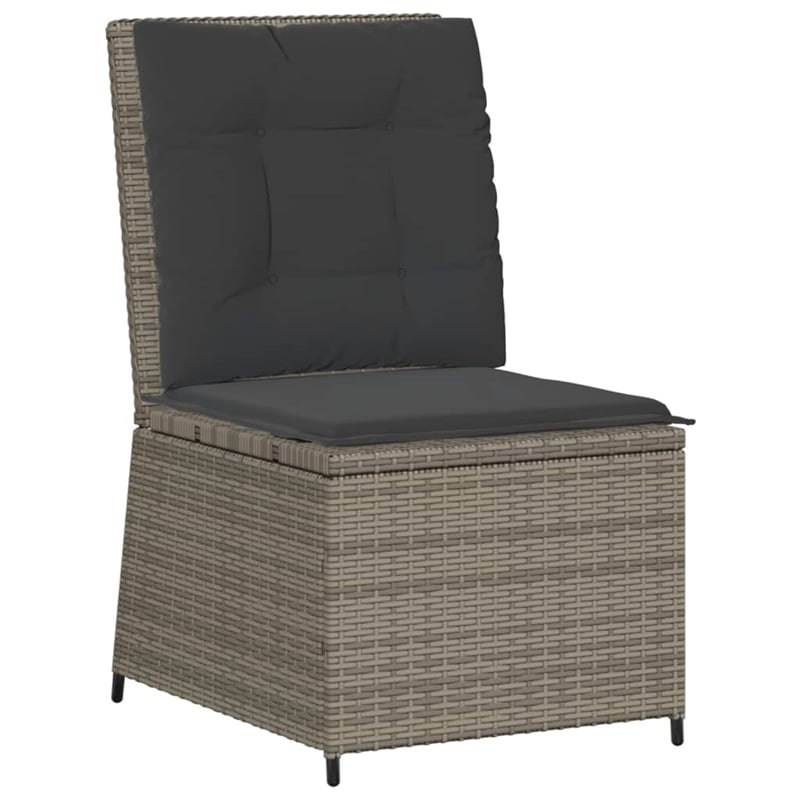Afuera Living Compact Rattan Reclining Garden Sofa With Removable Covers in Gray