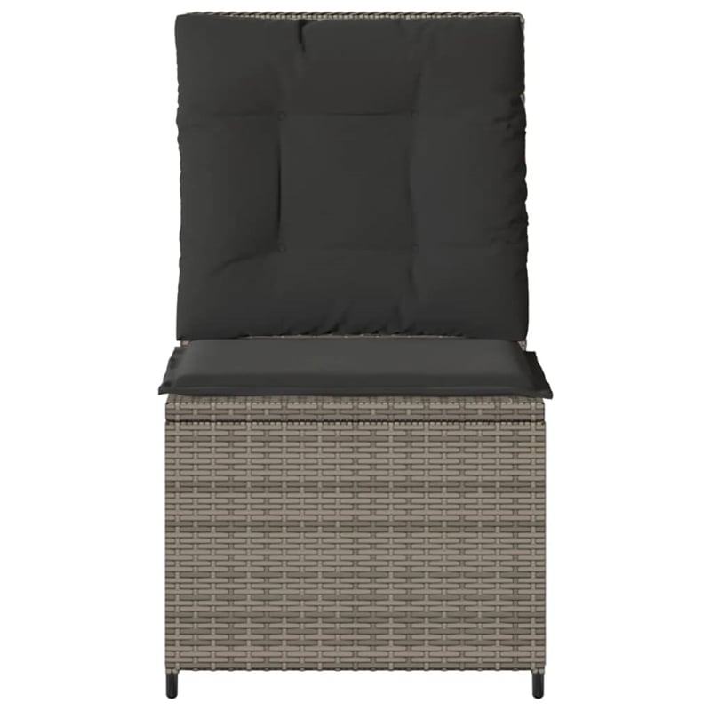 Afuera Living Compact Rattan Reclining Garden Sofa With Removable Covers in Gray