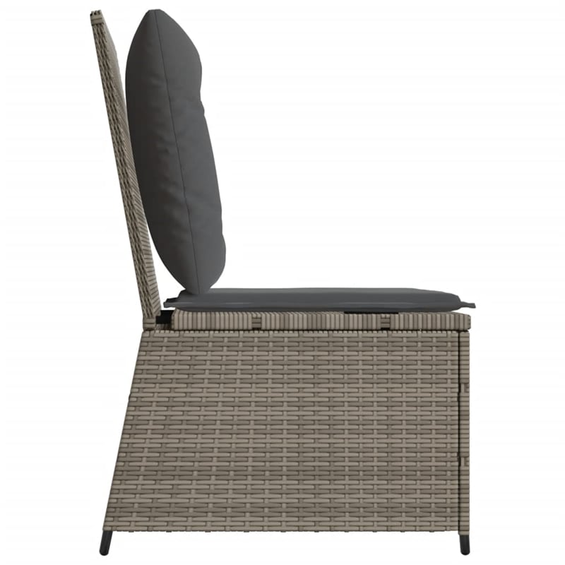 Afuera Living Compact Rattan Reclining Garden Sofa With Removable Covers in Gray