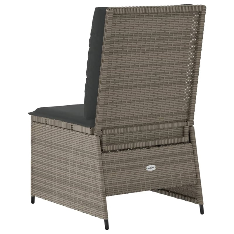 Afuera Living Compact Rattan Reclining Garden Sofa With Removable Covers in Gray