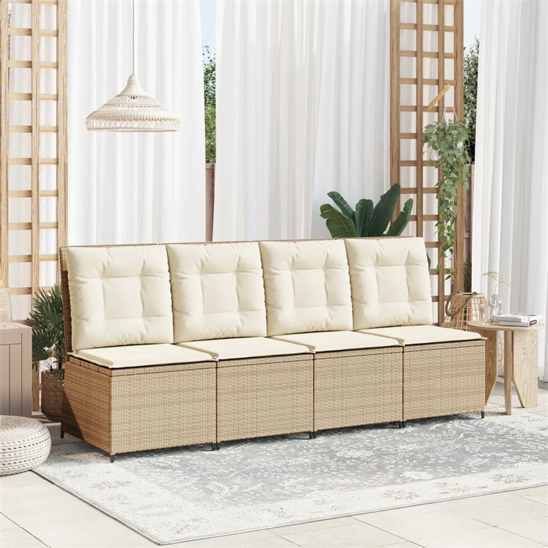 Afuera Living Contemporary Reclining Patio Sofa in Beige And Cream