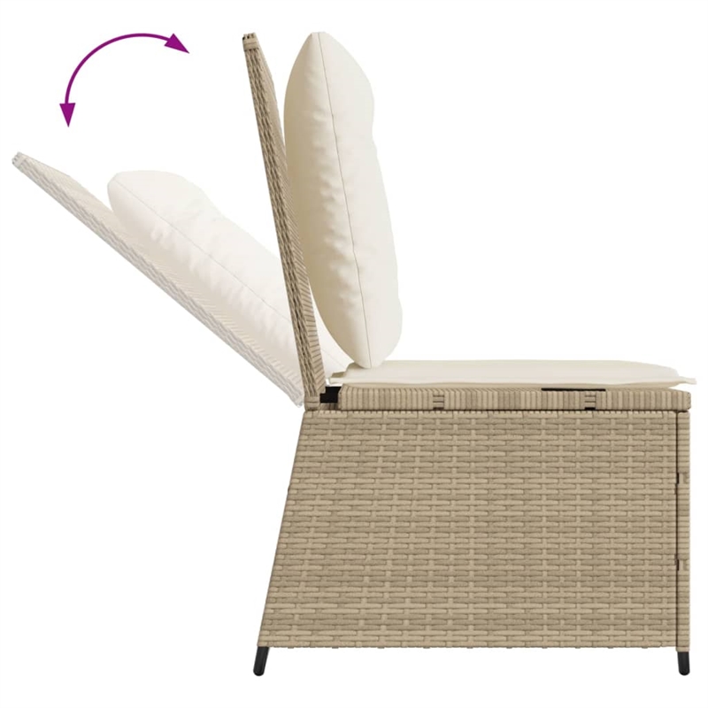 Afuera Living Contemporary Reclining Patio Sofa in Beige And Cream