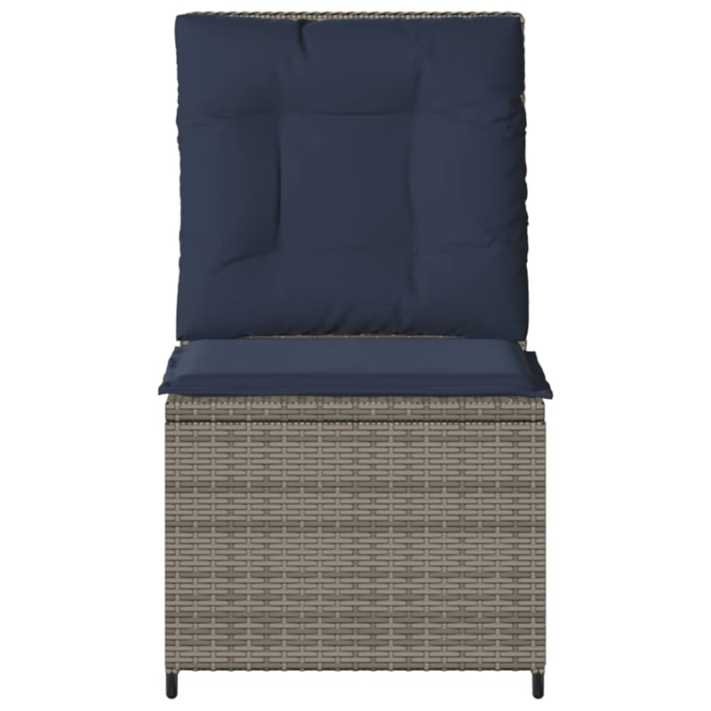 Afuera Living Single PE Rattan Reclining Garden Sofa in Gray