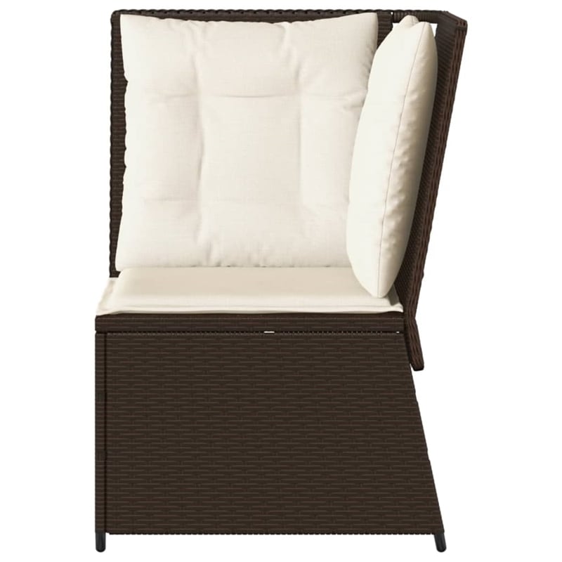 Afuera Living Single PE Rattan Patio Sofa With Adjustable Feet in Brown