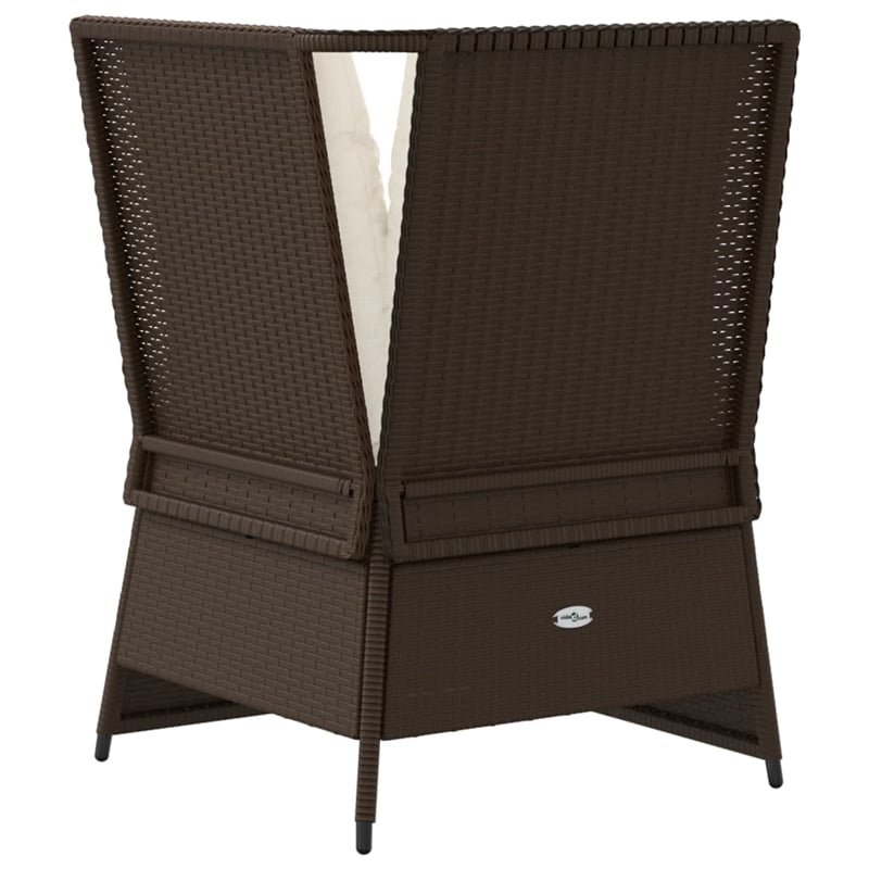Afuera Living Single PE Rattan Patio Sofa With Adjustable Feet in Brown