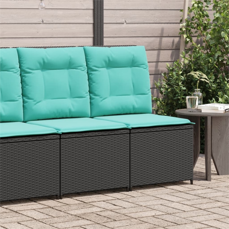 Afuera Living Contemporary Reclining Patio Sofa in Black And Turquoise