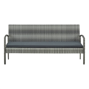 Afuera Living Contemporary Rattan 3-Seater Patio Sofa in Gray