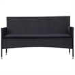 Afuera Living 3-Seater Poly Rattan Patio Sofa With Cushions in Black/Black Frame