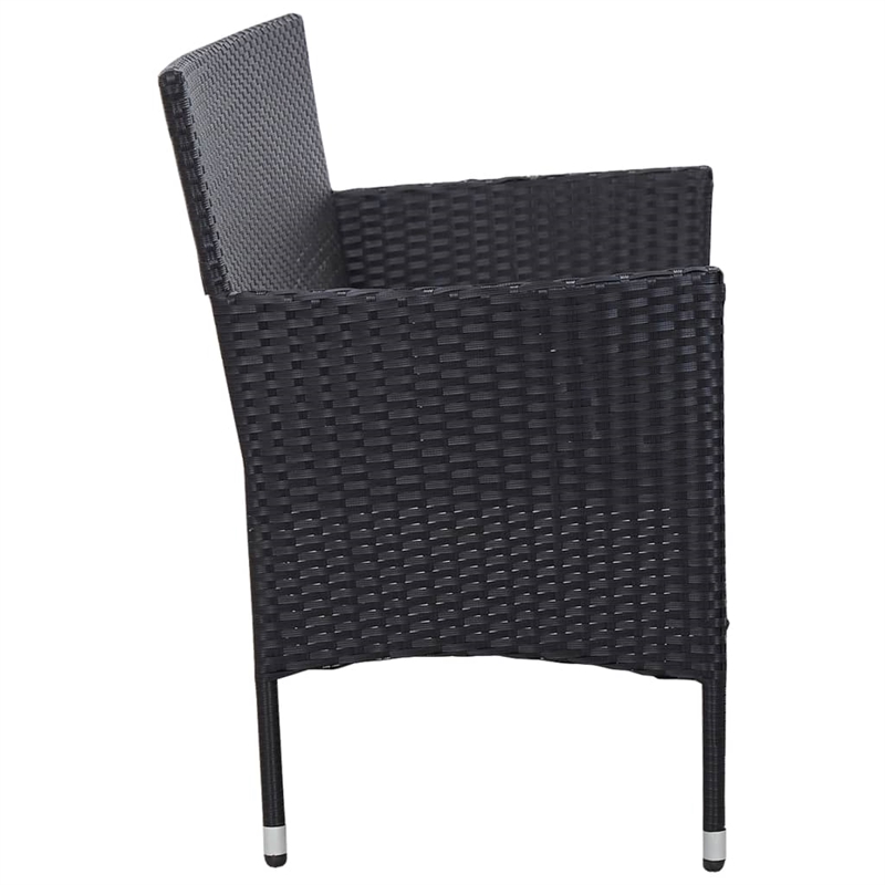 Afuera Living 3-Seater Poly Rattan Patio Sofa With Cushions in Black/Black Frame