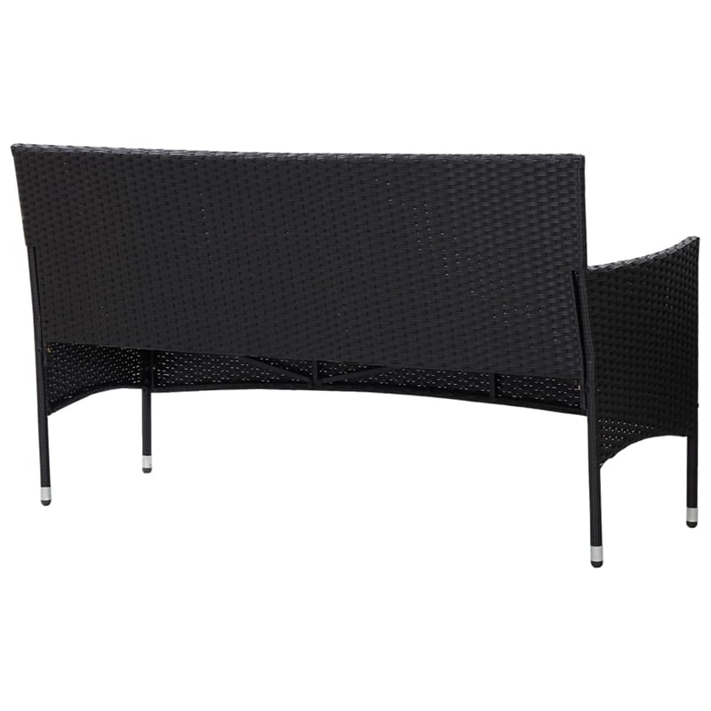 Afuera Living 3-Seater Poly Rattan Patio Sofa With Cushions in Black/Black Frame