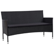 Afuera Living 3-Seater Poly Rattan Patio Sofa With Cushions in Black/Black Frame