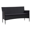 Afuera Living 3-Seater Poly Rattan Patio Sofa With Cushions in Black/Black Frame