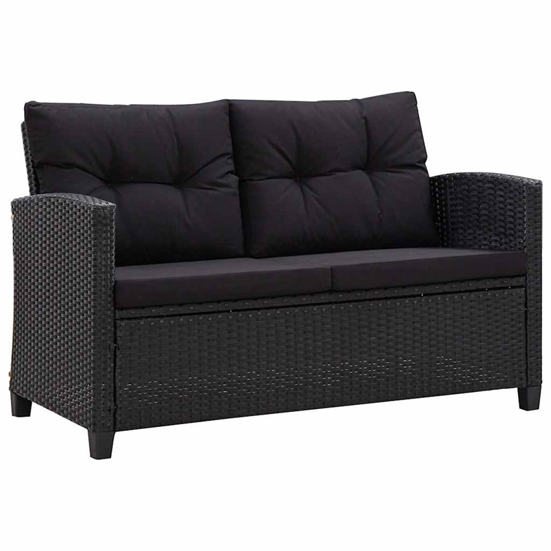 Afuera Living 2-Seater Lightweight Poly Rattan Garden Sofa in Black