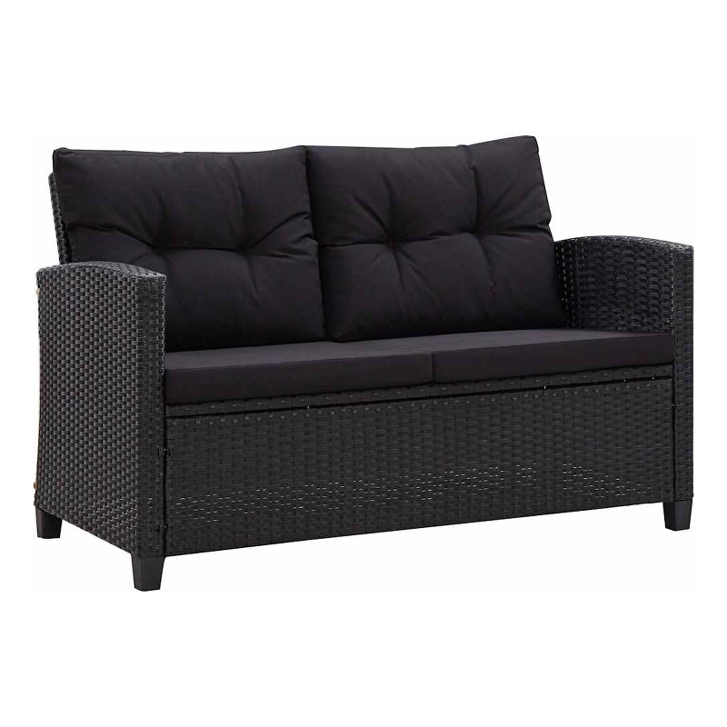 Afuera Living 2-Seater Lightweight Poly Rattan Garden Sofa in Black