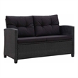 Afuera Living 2-Seater Lightweight Poly Rattan Garden Sofa in Black