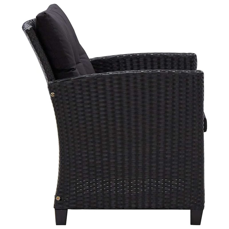 Afuera Living Contemporary Rattan 6 Piece Garden Sofa Set in Black