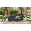 Afuera Living Contemporary Rattan 6 Piece Garden Sofa Set in Black