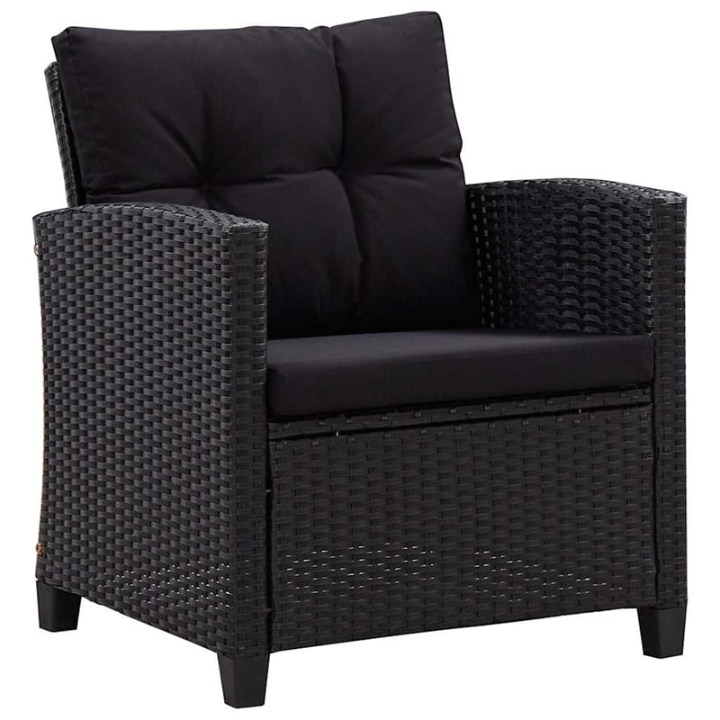 Afuera Living Contemporary Rattan 6 Piece Garden Sofa Set in Black