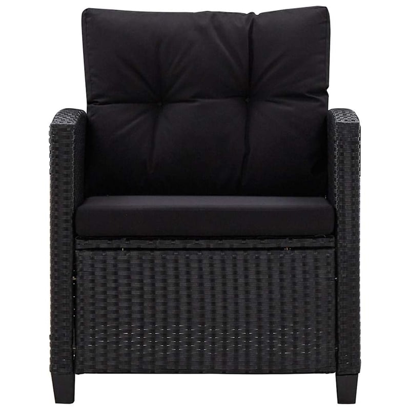 Afuera Living Contemporary Rattan 6 Piece Garden Sofa Set in Black