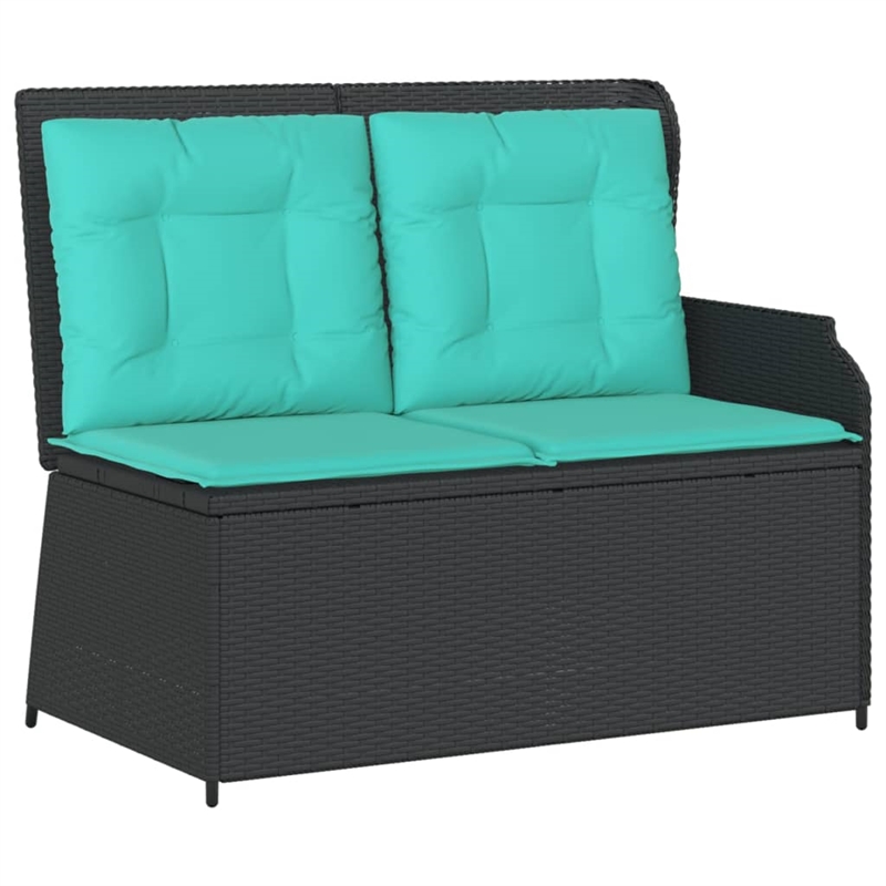Afuera Living Contemporary Rattan Reclining Patio Bench in Black