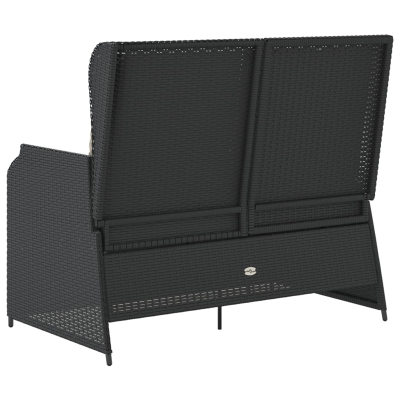 Afuera Living Contemporary Rattan Reclining Patio Bench in Black