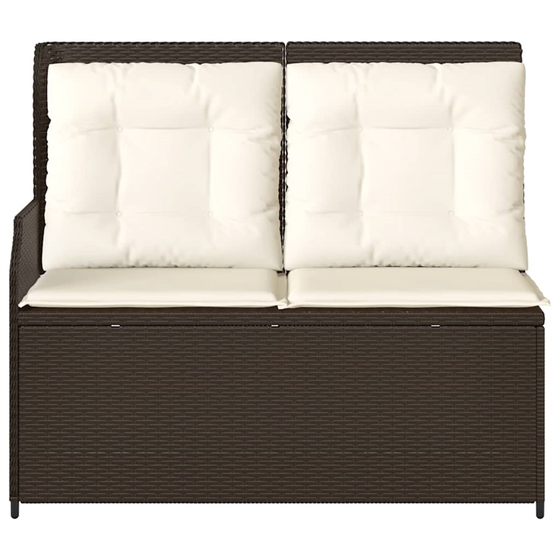 Afuera Living Medium Rattan Reclining Patio Bench With Adjustable Armrests