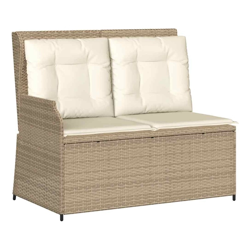 Afuera Living Contemporary Reclining Patio Bench in Beige And Cream