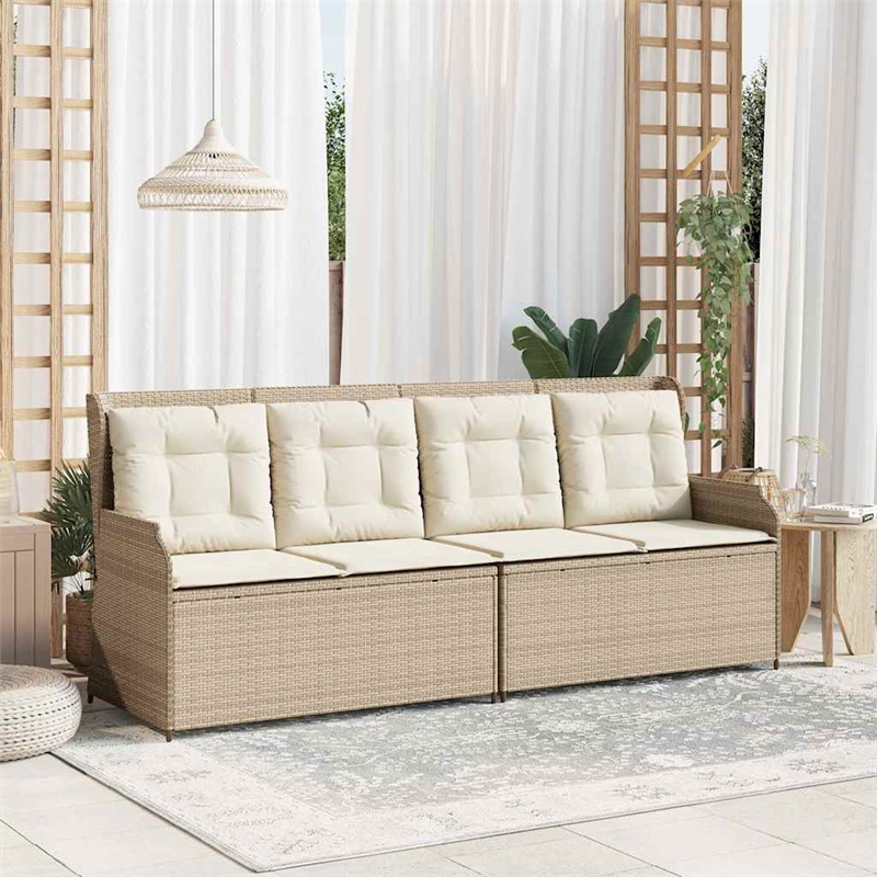 Afuera Living Contemporary Reclining Patio Bench in Beige And Cream