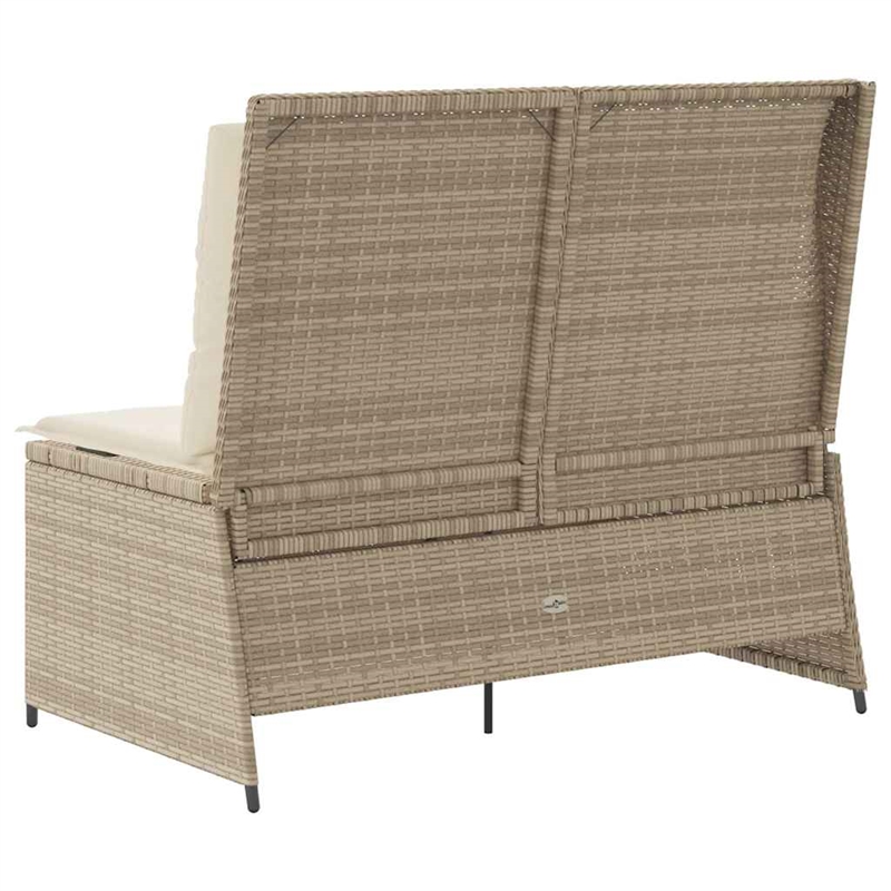 Afuera Living Contemporary Reclining Patio Bench in Beige And Cream