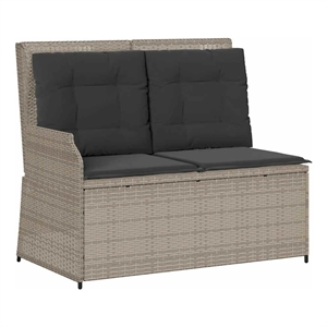 Afuera Living Contemporary PE Rattan Reclining Patio Bench in Light Gray