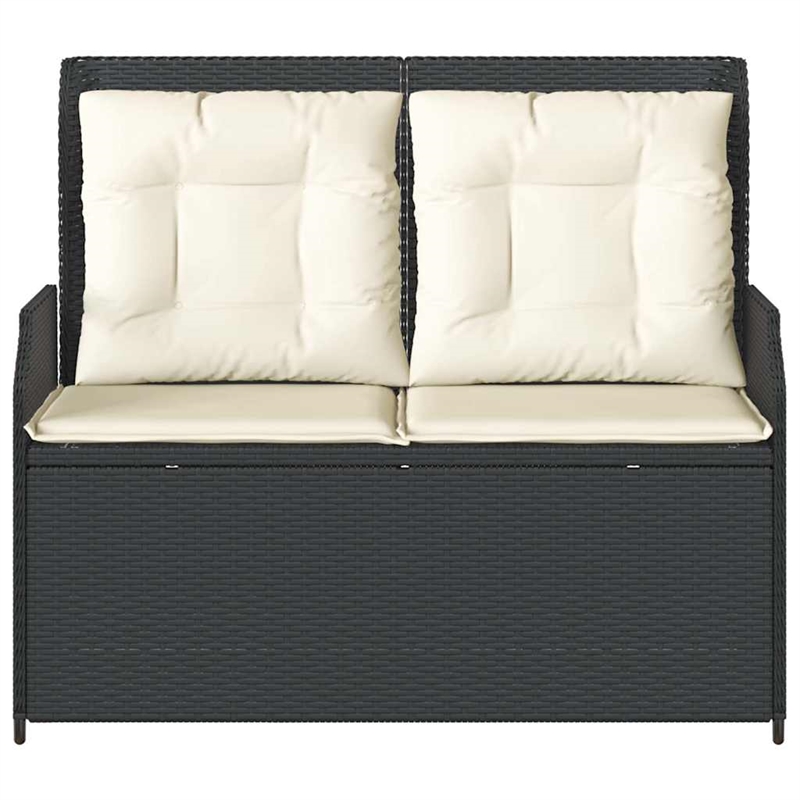 Afuera Living PE Rattan & Powder-Coated Steel Reclining Garden Bench in Black