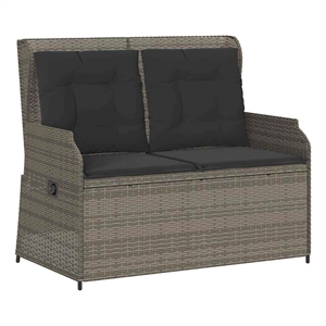 Afuera Living Medium Rattan & Powder-Coated Steel Reclining Garden Bench in Gray