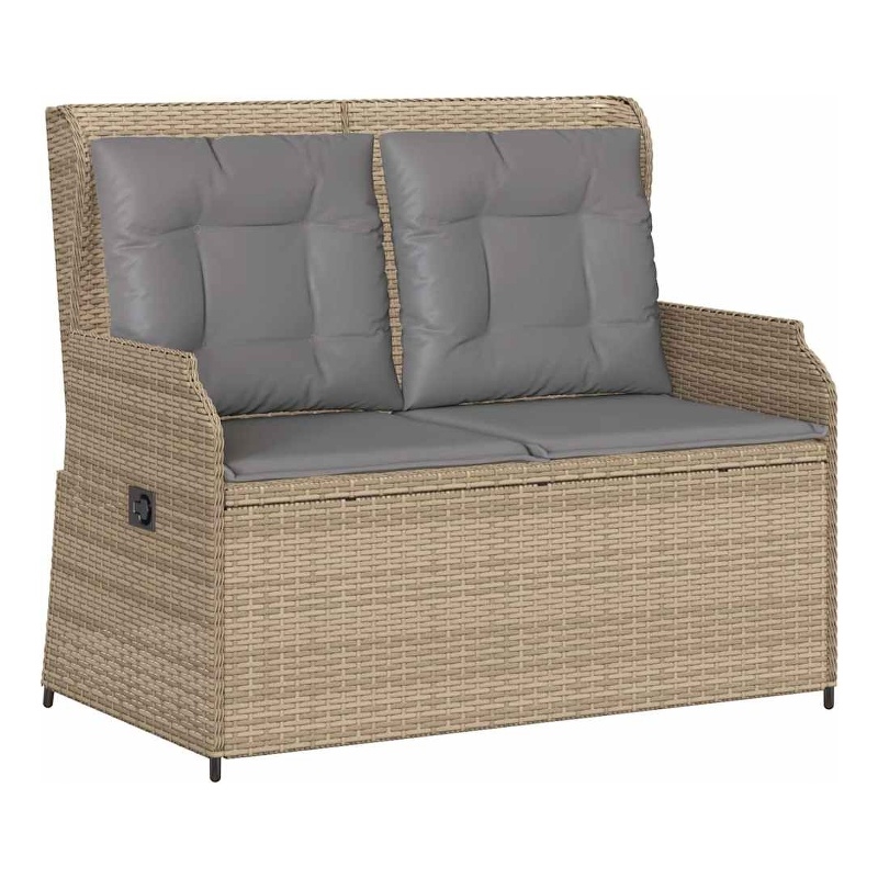 Afuera Living Contemporary Reclining Patio Bench in Beige And Light Gray