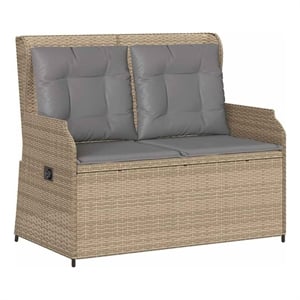 Afuera Living Contemporary Reclining Patio Bench in Beige And Light Gray