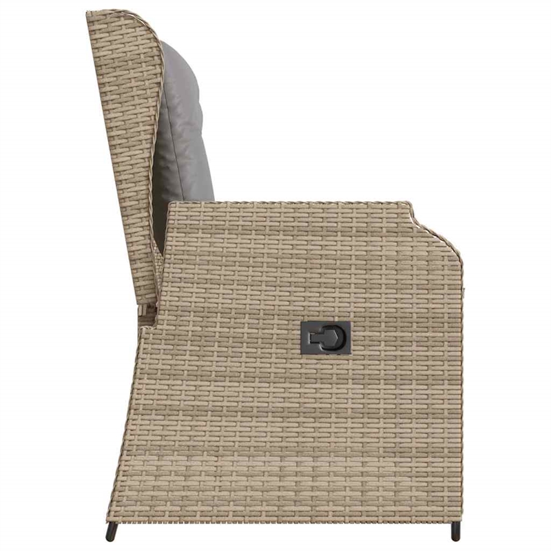 Afuera Living Contemporary Reclining Patio Bench in Beige And Light Gray
