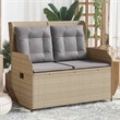 Afuera Living Contemporary Reclining Patio Bench in Beige And Light Gray