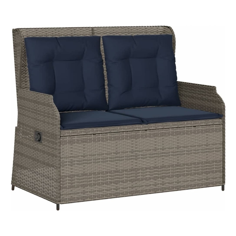 Afuera Living Contemporary Reclining Patio Bench in Gray And Navy Blue