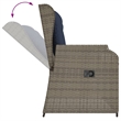 Afuera Living Contemporary Reclining Patio Bench in Gray And Navy Blue