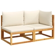 Afuera Living 2-Seater Modular Solid Acacia Wood Garden Sofa in Beige